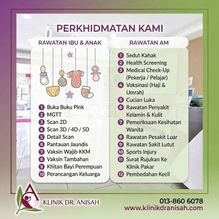 Poster Perubatan Am - Klinik Dr.Anisah Putrajaya